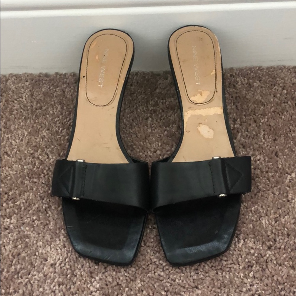 Nine West Kitten Heel Black Slide Sandal NEW 7.5